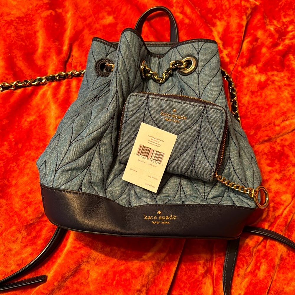 Kate spade denim back pack with matching wallet